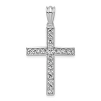 3/4 Carat 14K White Gold Men's Lab-Made Diamond Cross Pendant